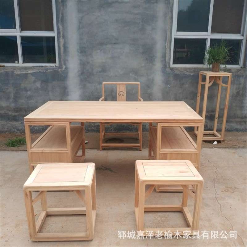 实木书桌办公桌写字台学习桌厂家 新中式画案白坯白胚茬电脑桌