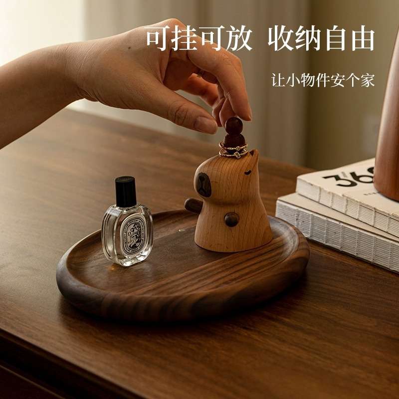 卡皮巴拉钥匙收纳摆件装饰进门口入户桌面收纳置物架创意挂钩托盘