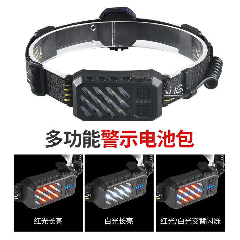 跨境新款照明泛光LED户外头灯充电式野营登山探照灯夜钓头灯