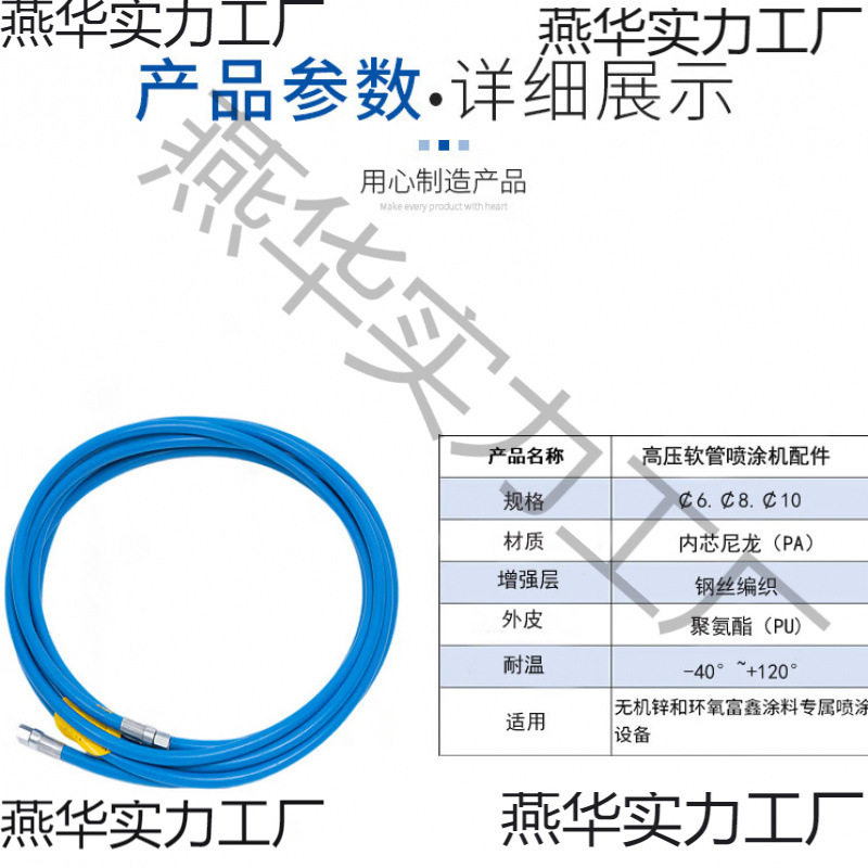 长江无气喷涂机高压管软管接头钢丝防爆油漆管子气动喷漆机回流管
