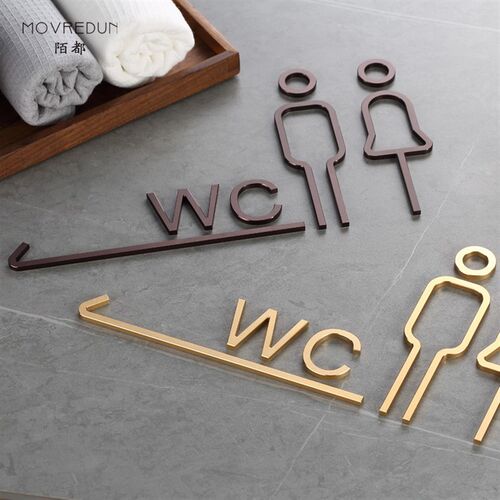 高端金属铝合金标识牌卫生间wc指示牌箭头指引牌厕所提示牌洗手间