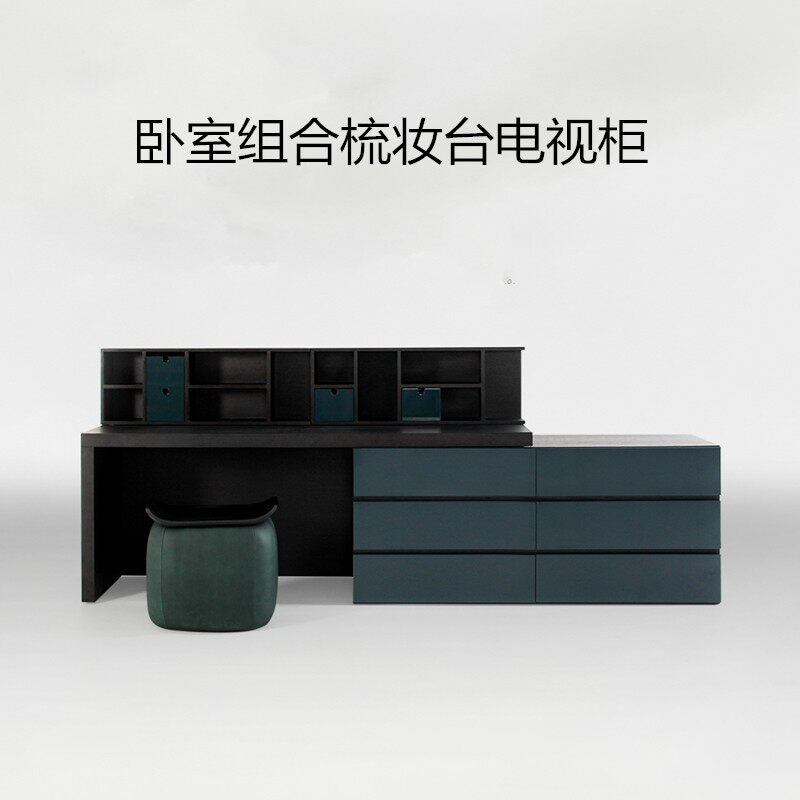 意式烤漆梳妆台桌卧室电视柜化妆台桌一体柜可拉伸书桌电脑桌定制