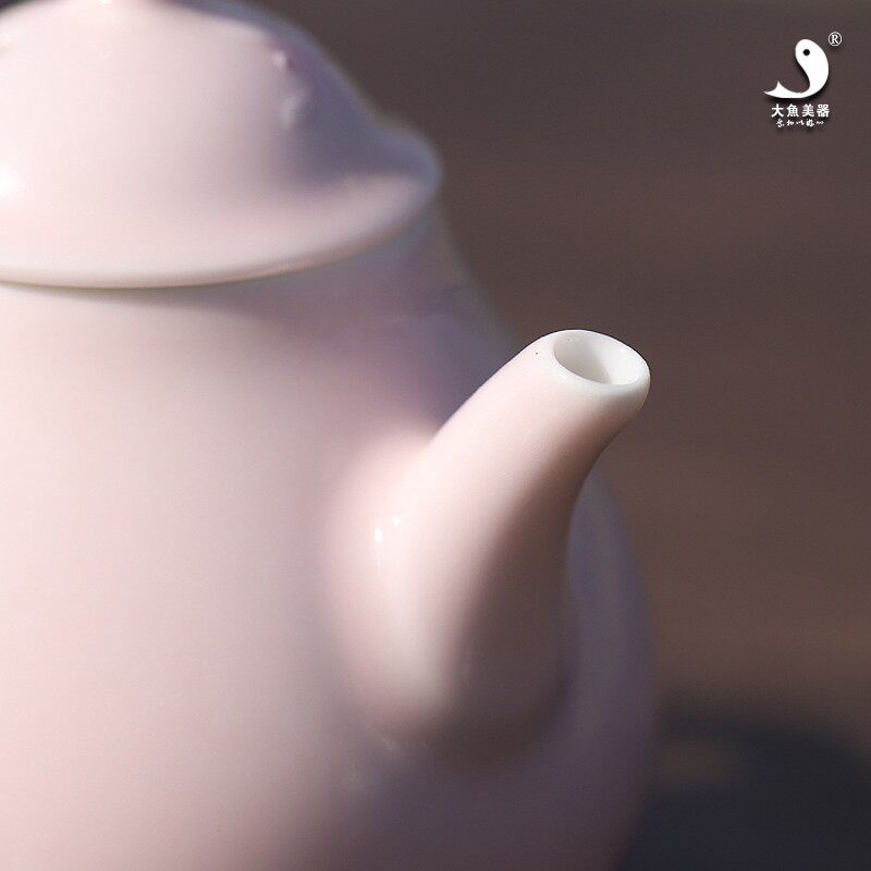 大鱼美器粉兰壶陶瓷茶壶家用景德镇纯手工功夫茶具手绘单品小号壶