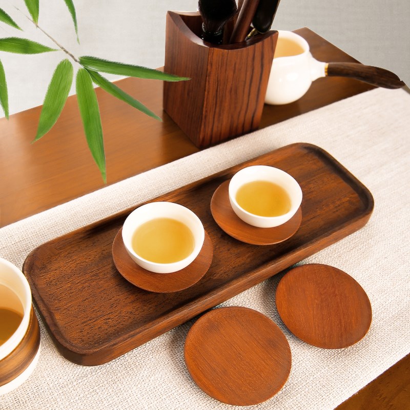 原森太花梨木圆形茶杯垫托diy实木隔热垫高级感创意功夫茶具配件