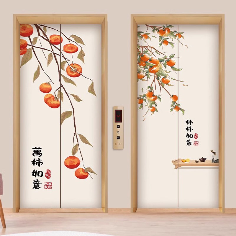 中国风电梯门壁纸装饰贴纸美化贴轻奢高级感一梯一户门口贴纸创意