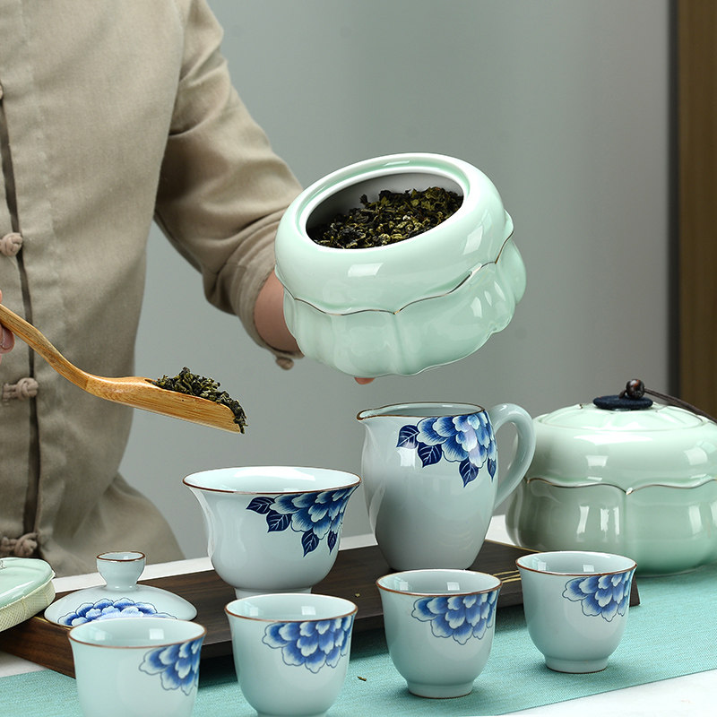 陶瓷茶叶罐礼盒包装空盒通用红绿茶西湖龙井半斤装密封罐双罐定制