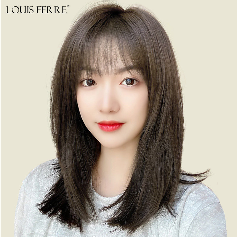 假发女长发真发全人发全真自然短发全头套真人发丝中长直锁骨发套