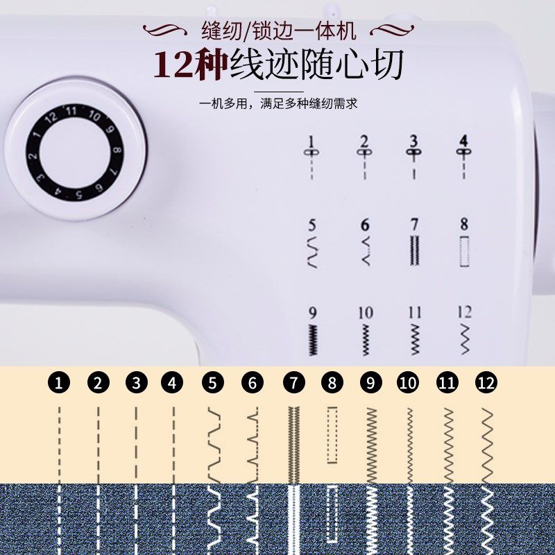 缝纫机家用小型全自动电动裁缝机便携多功能迷你衣车吃厚锁边神器
