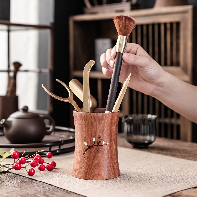 黄铜茶道六君子套装家用喝茶用品茶夹养壶笔泡茶工具大全茶具配件