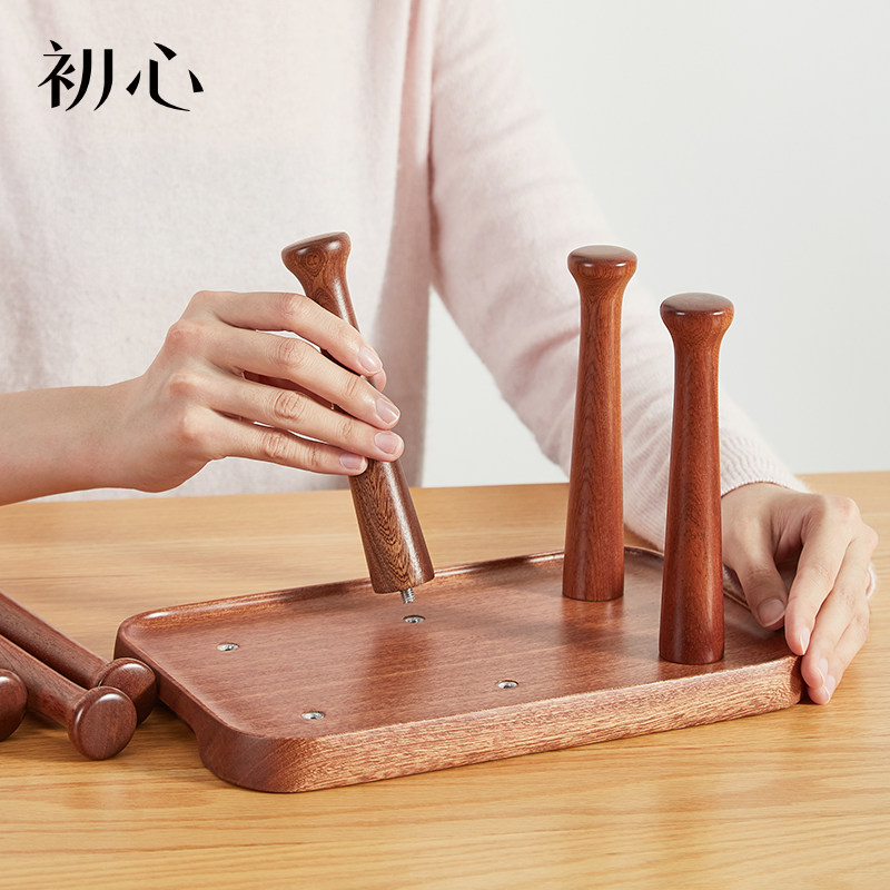 胡桃木质家用杯架 倒挂式玻璃杯沥水架 实木杯架杯子挂架