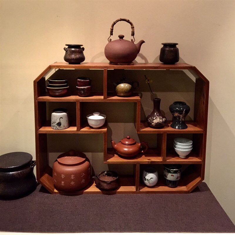 实木中式挂墙博古架置物壁挂茶具茶杯收纳展示架装饰壁饰木制墙上
