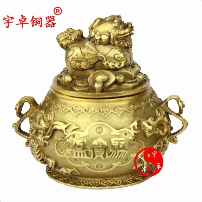 宇卓铜器貔貅聚宝盆工艺品摆件 纯铜聚宝盆黄铜聚宝盆