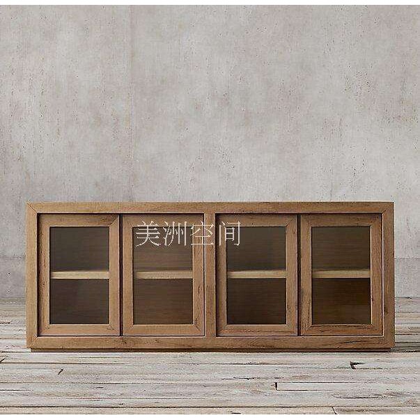RH家具现代简约餐边柜美式乡村复古实木家用门厅收纳柜客厅储物柜