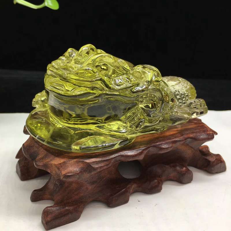 天然黄水晶龙龟摆件 雕刻摆件 金蟾摆件 茶水晶雕刻件 貔貅
