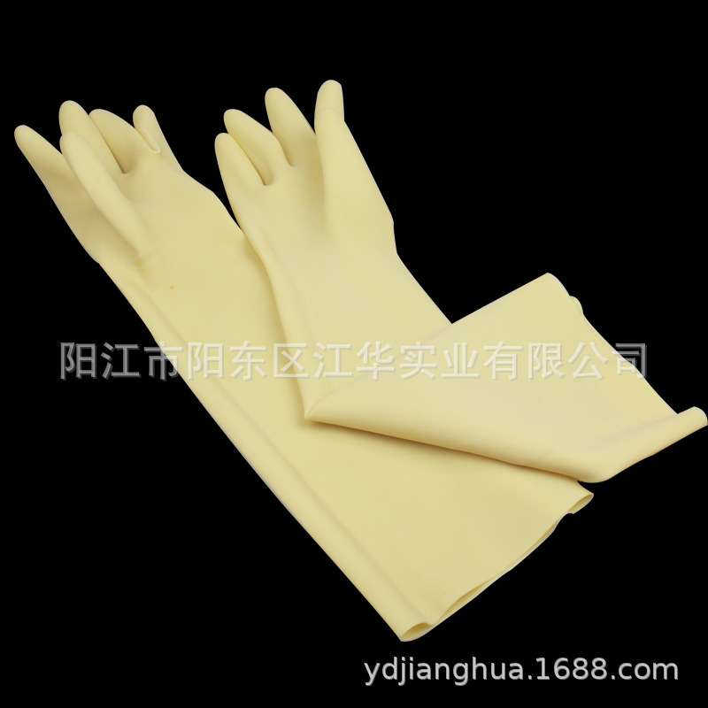 现货耐磨工业乳胶手套 A型60cm工业用乳胶手套厂家