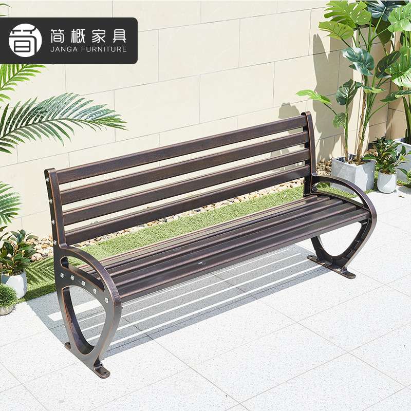 户外家具庭院花园塑木桌椅度假村景区铸铝长椅防水防晒靠背公园椅