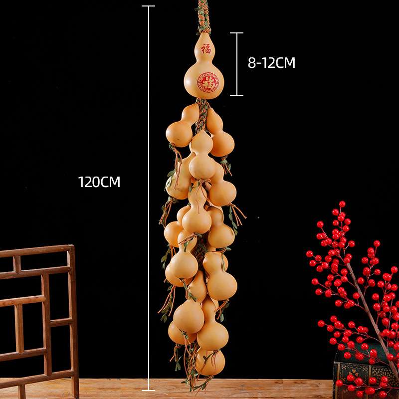 福禄缘天然大葫芦家居摆件手工烙画文玩麻绳款葫芦挂件玄关装饰品