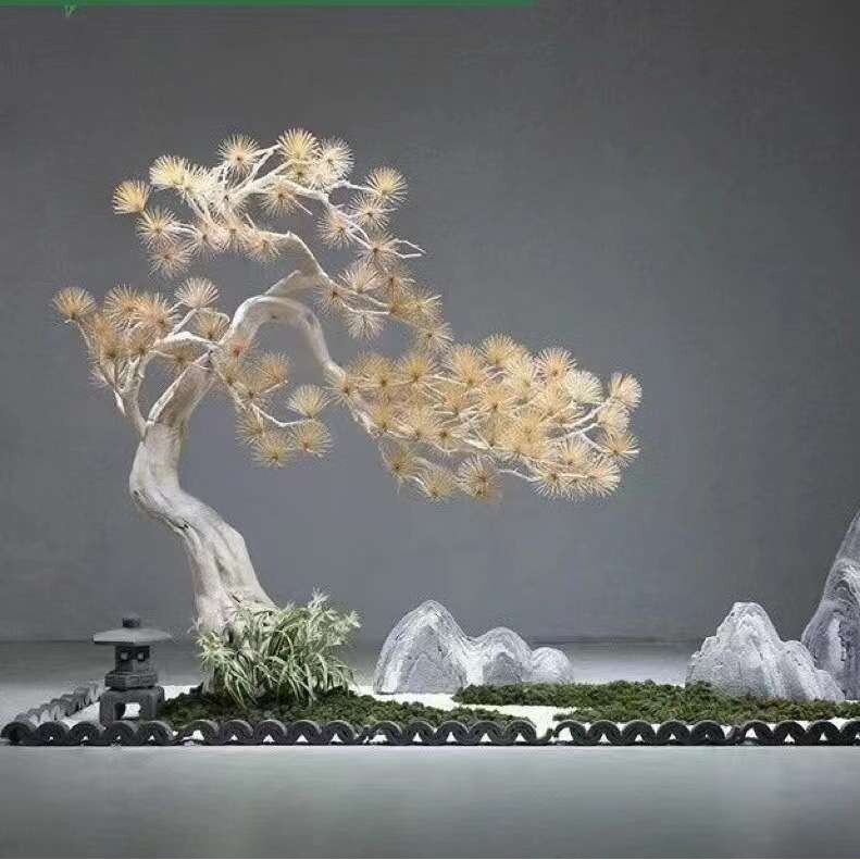 松树迎客松罗汉松马尾松松木雕造景枯树玄关摆件绿植盆景家居装扮