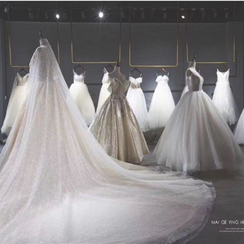 金色婚纱架子墙上婚纱吊架悬挂影楼专用礼服货架女装店铺吊顶衣架