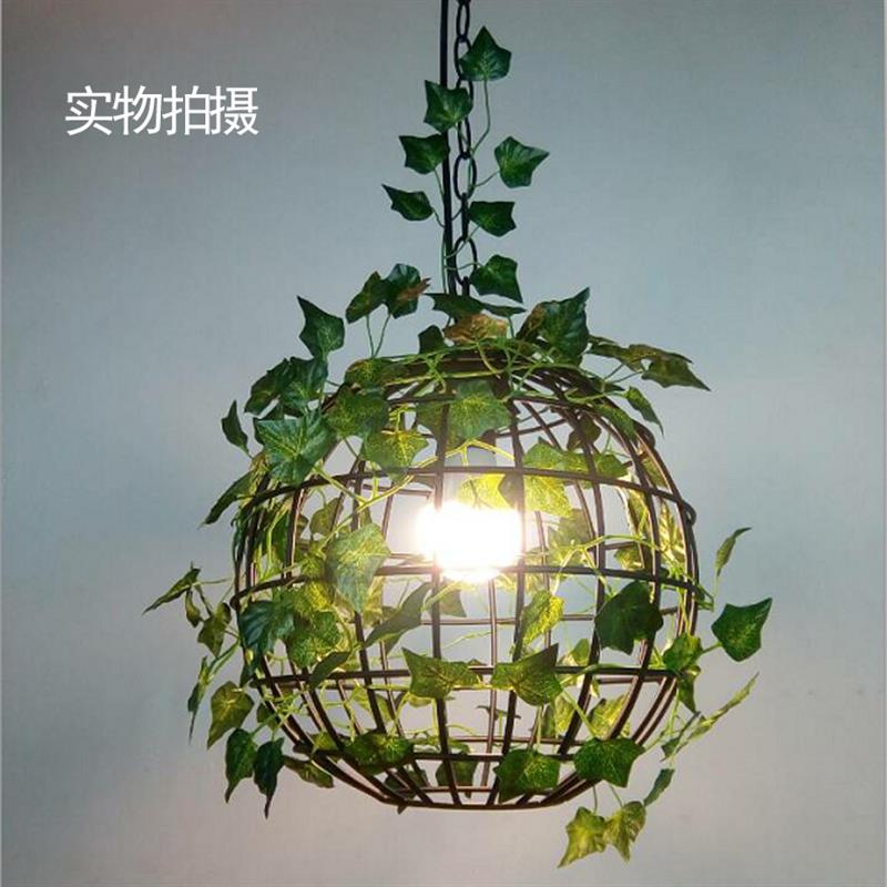 个性圆球形花草植物吊灯工业风loft酒吧餐厅咖啡厅网咖绿植装饰灯