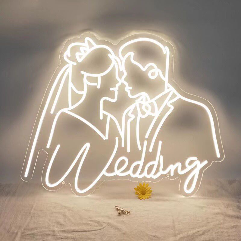 婚礼头像logo婚庆场景布置道具情侣剪影亚克力霓虹灯舞台装饰