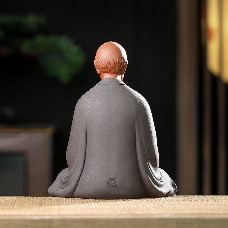 辉道 弘一法师摆件紫砂历史人物李叔同佛像雕像禅意中式客厅摆件