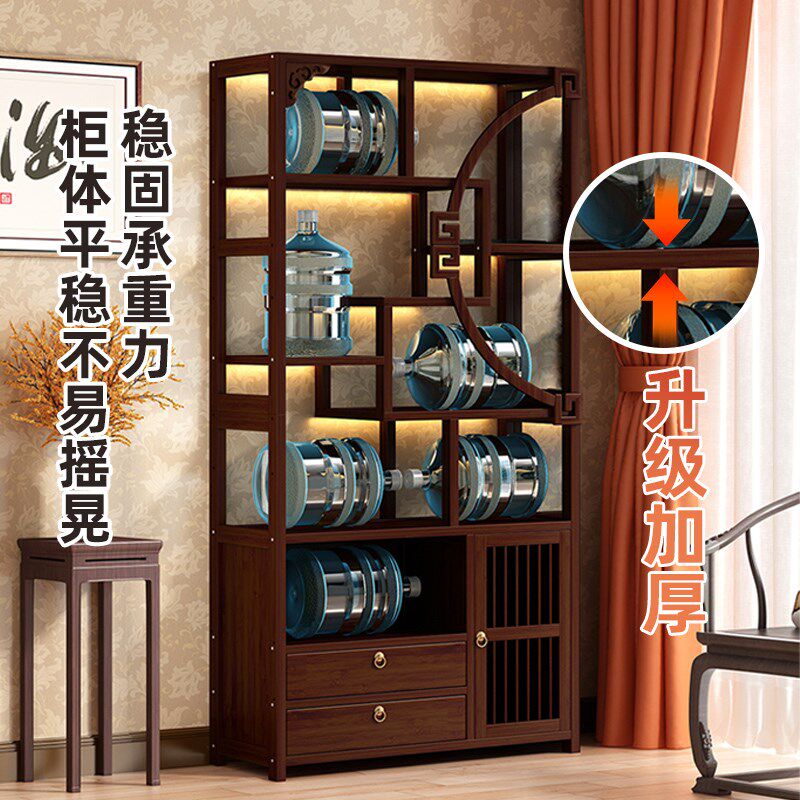 家用陈列架茶叶收纳柜茶具置物架新中式博古架非实木多宝阁古董架