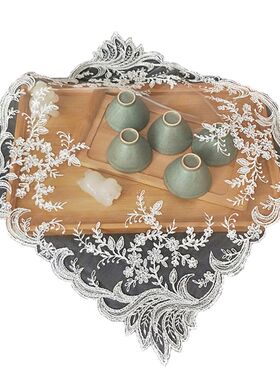 欧式蕾丝网纱茶盘茶具多用盖巾电话微波炉笔记本台电脑防尘布餐巾