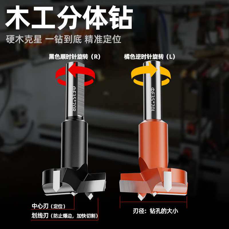 木工双刃分体钻35/36/37mm开孔器正转反转数控木工排钻头厂家