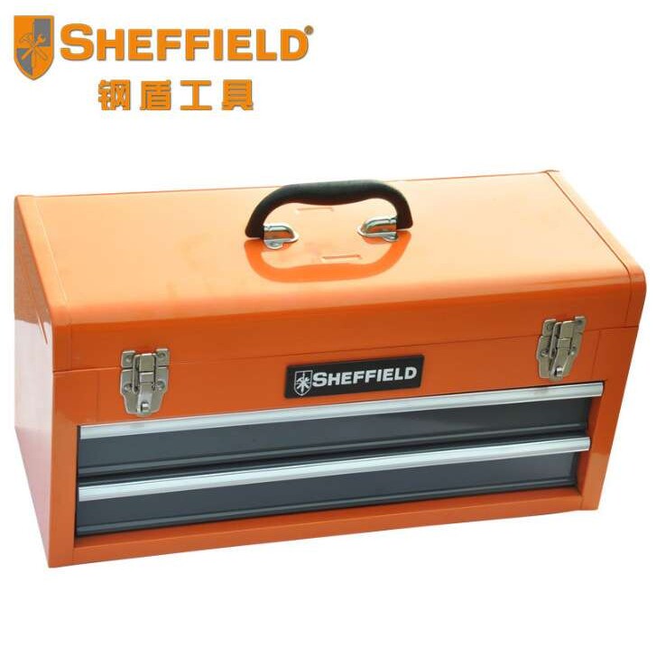 钢盾工具2抽屉铁皮工具箱带锁抽屉大号三层加厚五金维修箱S025010