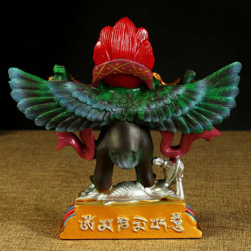 大鹏金翅鸟护法神树脂彩绘金翅大鹏鸟保护车载摆件家居供奉