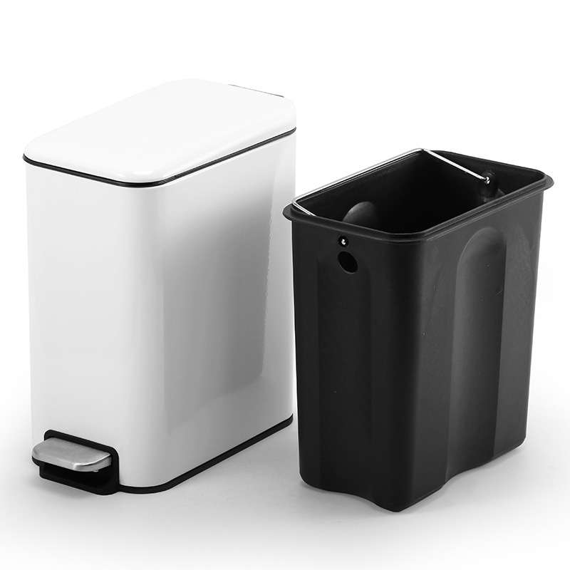 5L/8L长方形不锈钢垃圾桶脚踏缓降厨房客厅房间办公室静音收纳桶