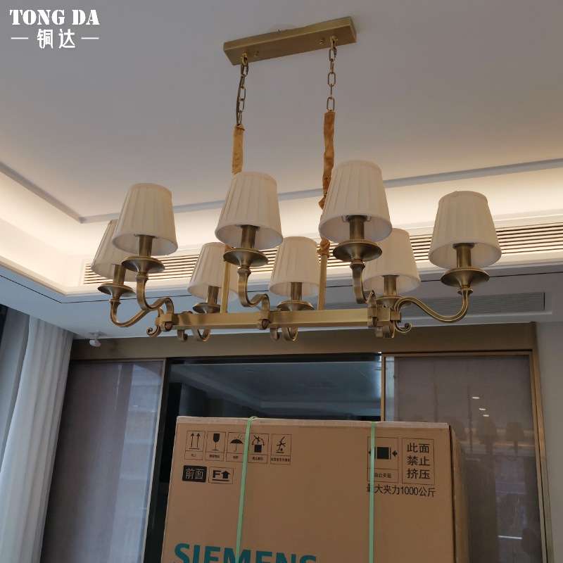 别墅高端古铜美式餐厅吊灯全铜复古复式楼吧台饭厅灯茶室走廊灯具