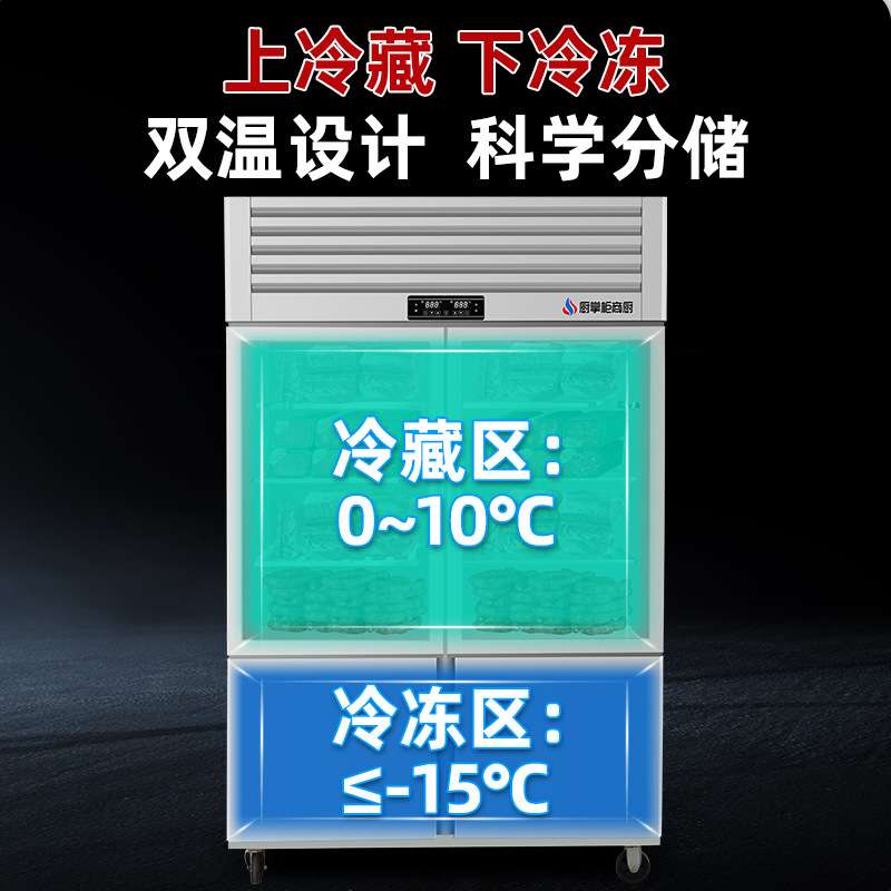 四门冰箱商用冷藏冷冻展示柜立式牛羊肉挂肉柜保鲜双门冰柜急冻