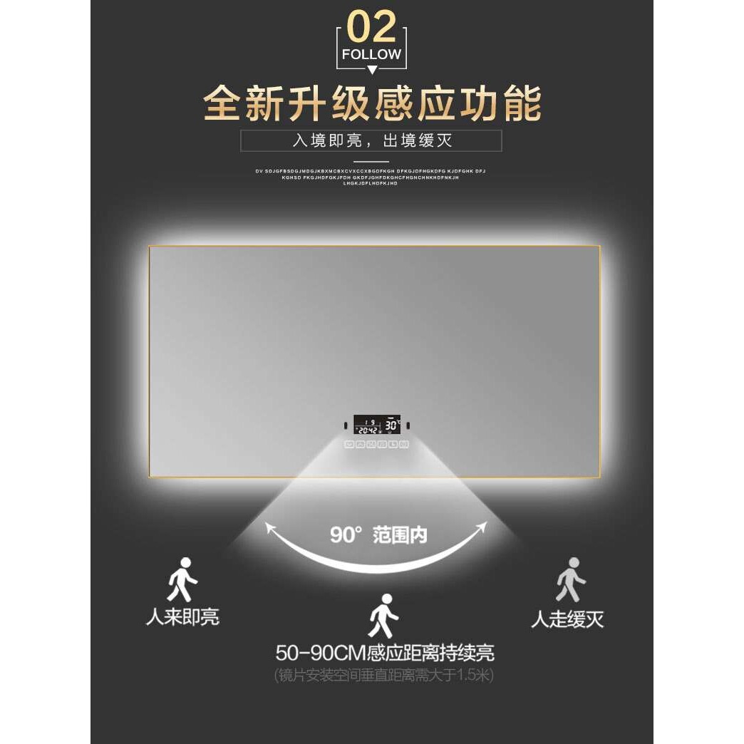 BOLEN智能浴室镜铝合金led带灯镜子 洗手间酒店家用卫生间厕所