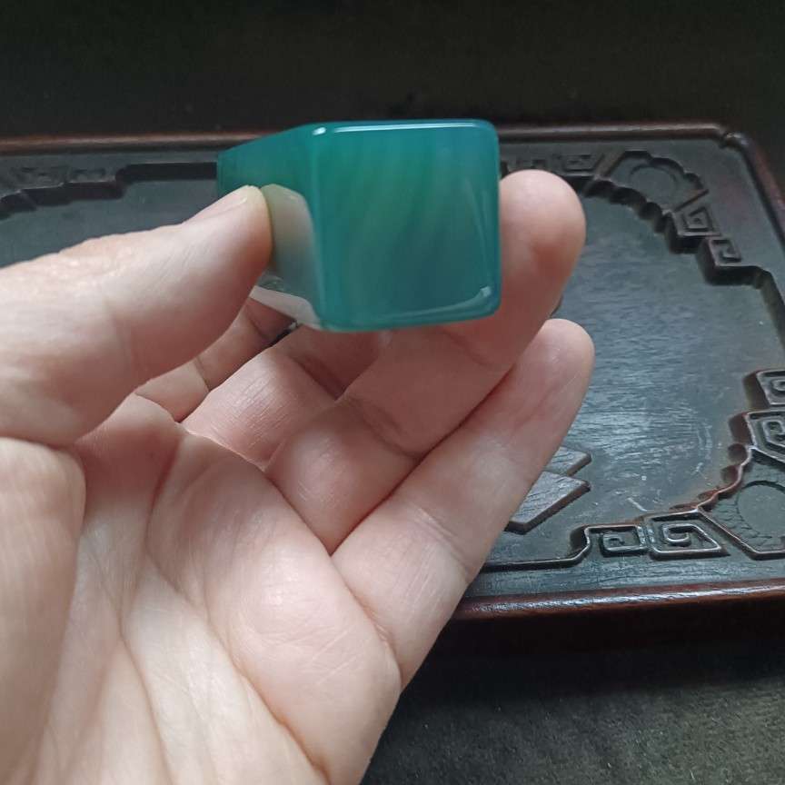 文房玛瑙印章湖水蓝玛瑙四方印章章子章石玛瑙小摆件
