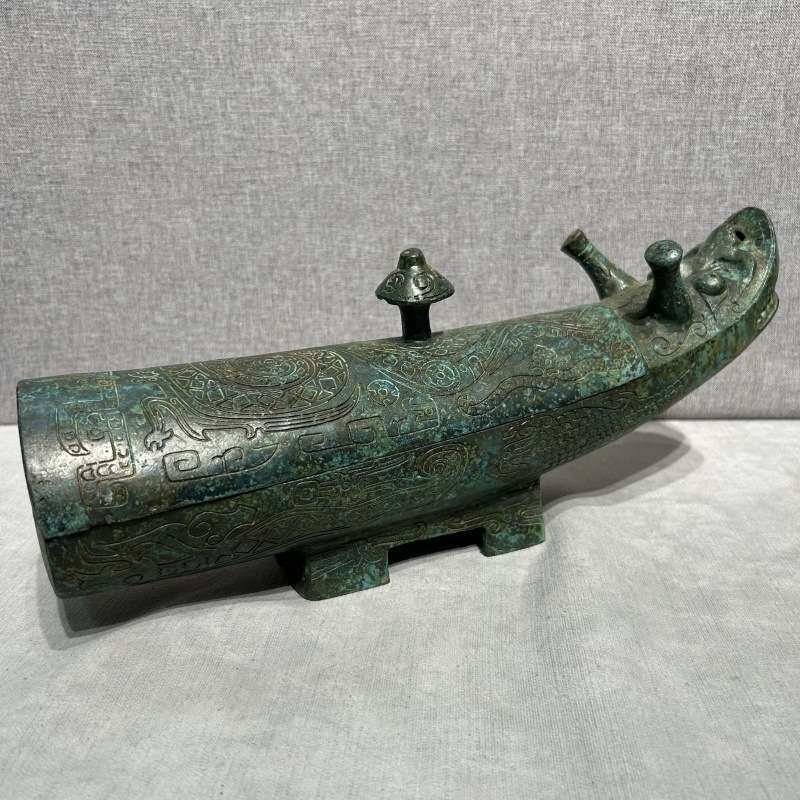 桌面案头小件 仿古青铜器龙形觥酒器摆件 - 历史感装饰 解压小物