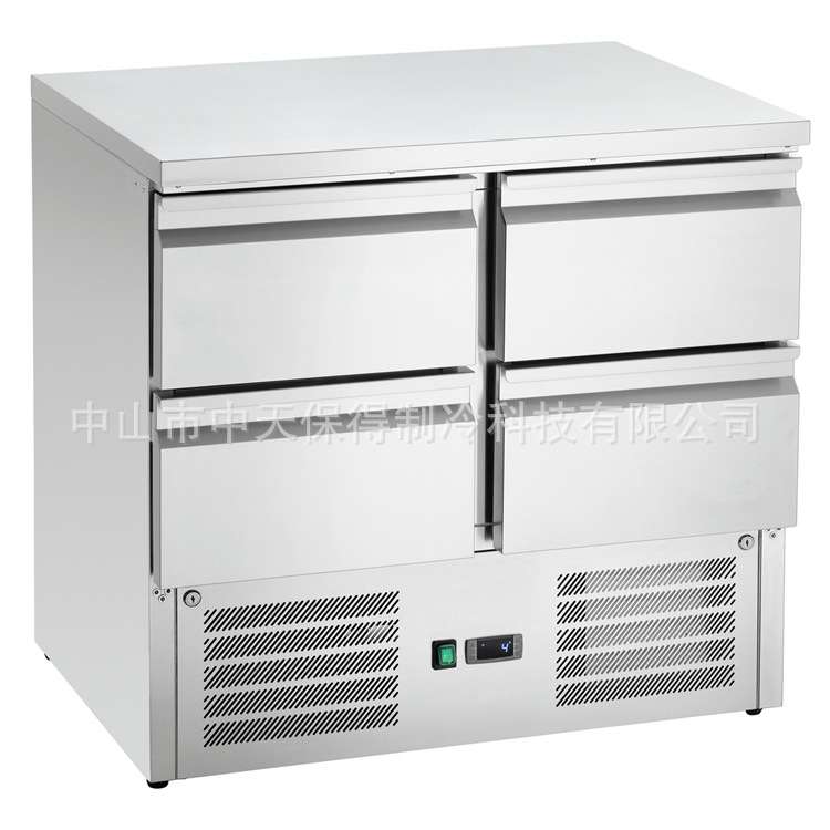 欧款抽屉式披萨操作台风冷比萨搓饼台撒料台冷藏柜沙拉工作台