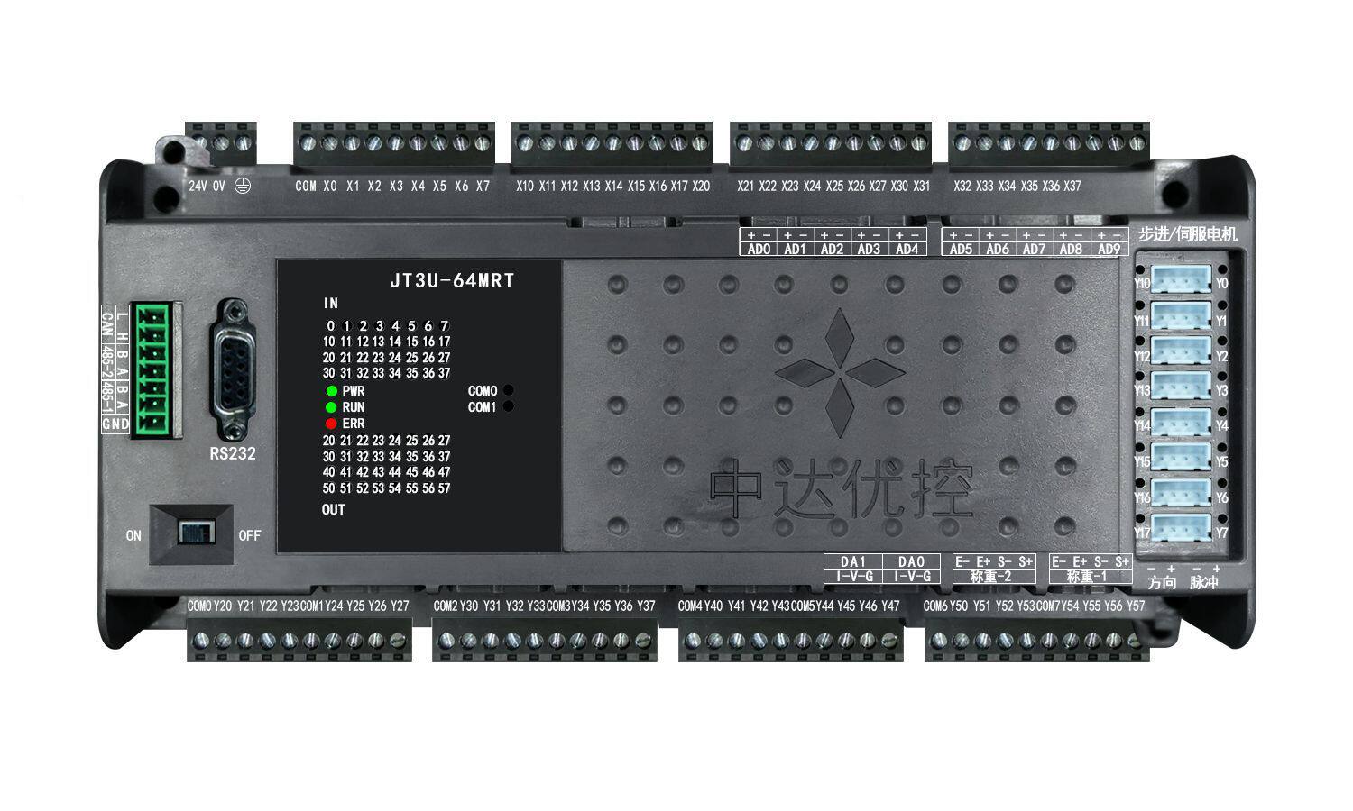 国产PLC2路485JT3U-64MRT-16MT-10AD-2DA8轴ADDA温度
