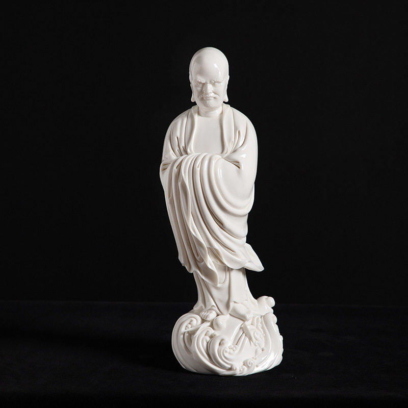 德化陶瓷 一苇渡江 桌面摆件 客厅装饰玄关电视柜工艺品家居饰品