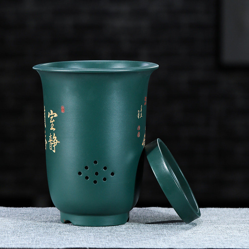 紫砂花盆带托盘兰花花盆简约君子兰盆专用盆室内桌面虎皮兰高花盆