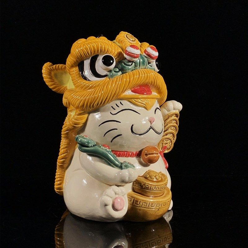 招财猫摆件陶瓷存钱罐办公室收银台新中式装饰品摆设乔迁开业礼品