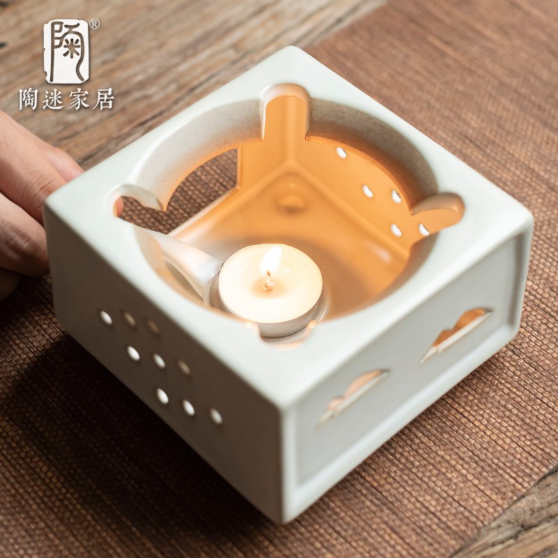 陶迷日式锤纹提梁壶户外烧水壶陶瓷温茶炉蜡烛酒精灯明火煮茶器