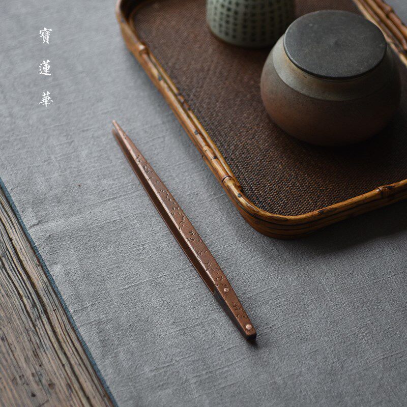 精工加厚锤纹紫铜茶夹 茶杯夹茶叶夹子 茶道夹六君子铜镊子茶配件