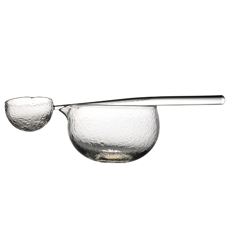 锤纹玻璃泡茶碗分茶勺干泡煮茶碗长柄勺子日式功夫茶具茶道配件