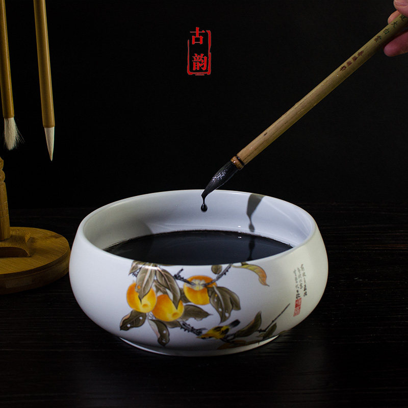 景德镇大号陶瓷笔洗茶洗洗毛笔缸画材家用茶具配件洗杯碗茶道水盂