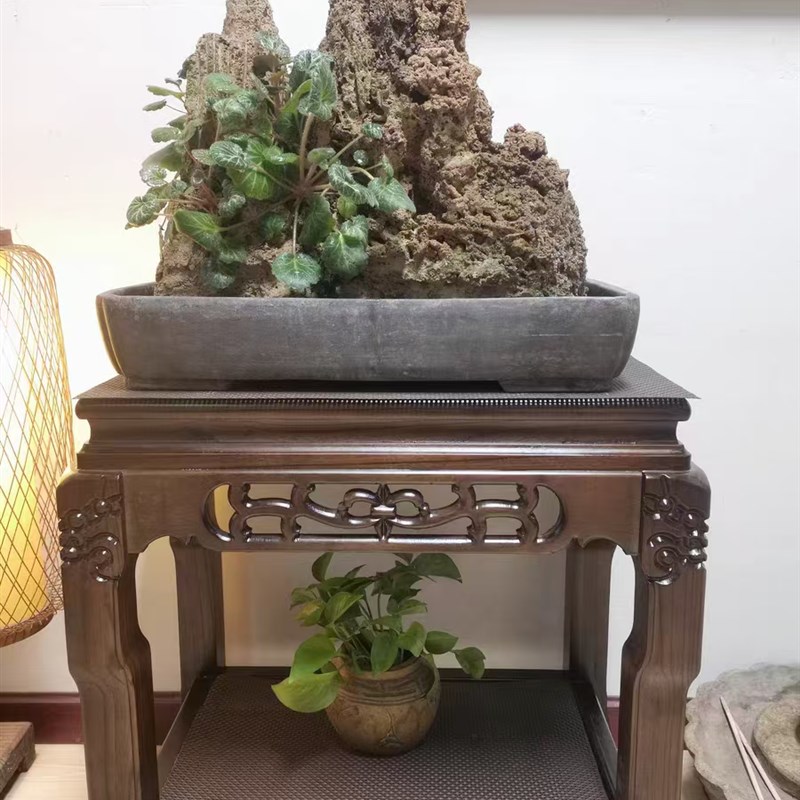 花架实木超承重盆景架鱼缸架奇石桌工艺品底座木质仿古置物架客厅