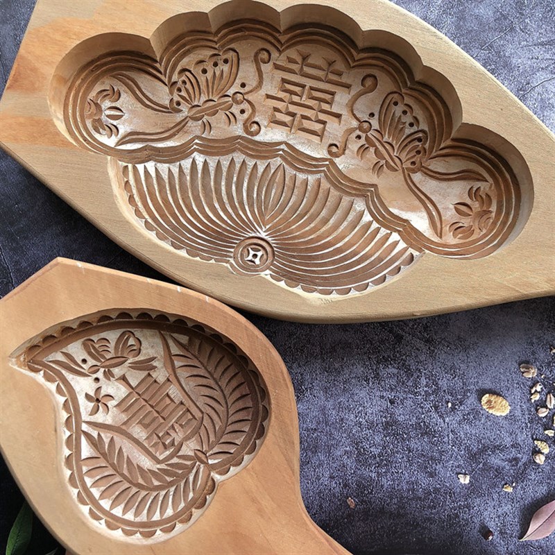 大号一斤三斤寿桃莲蓬饽饽馒头馍馍加深凹面立体木质面点烘焙模具