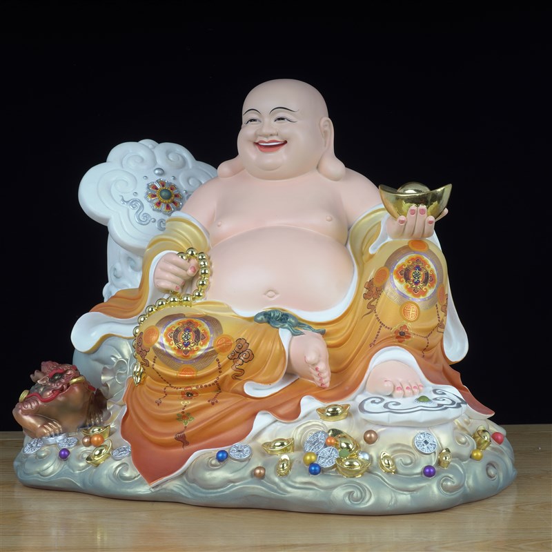 大肚笑佛招财客厅供奉家用店铺开业礼品仿陶瓷工艺品弥勒佛摆件