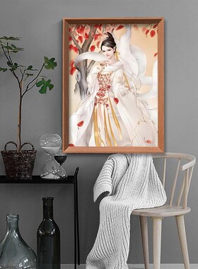 胡家仙九尾狐画像摆件男女款胡九霄帝君郭守真红紫狐挂画相框摆台
